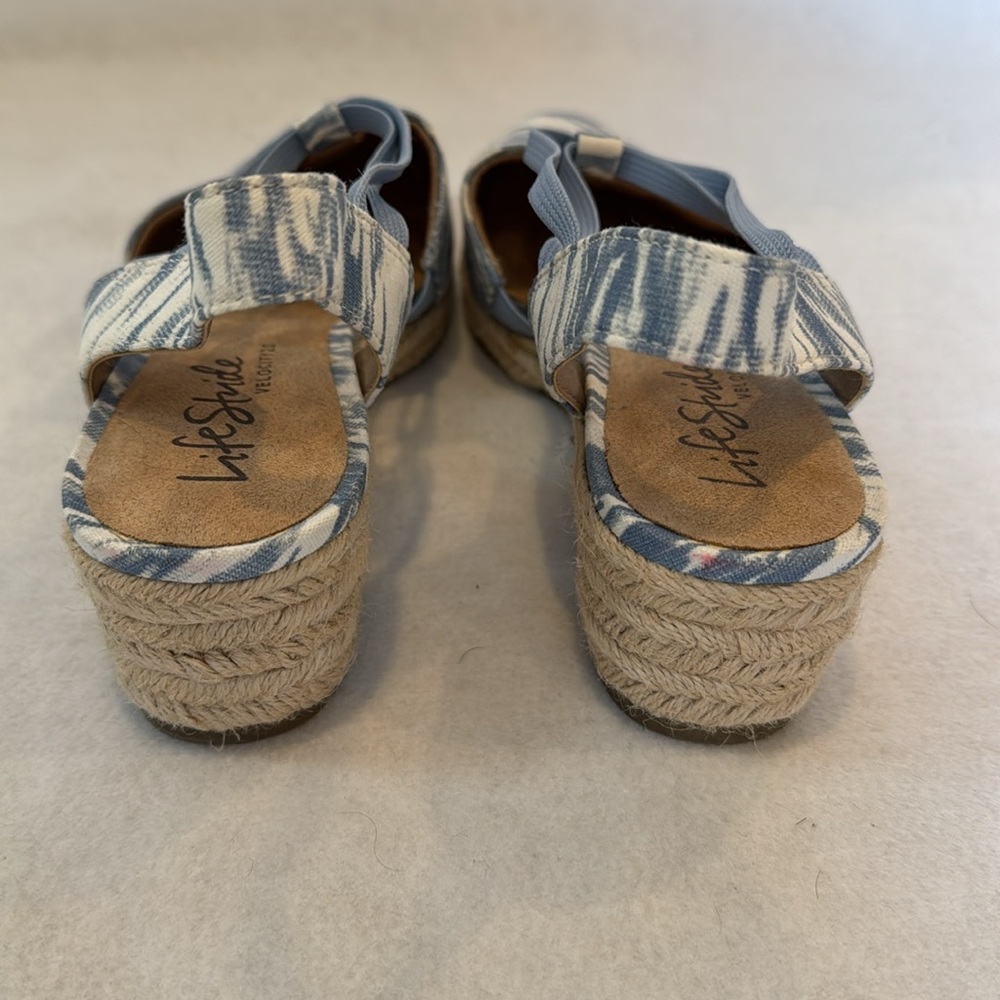 LIFE STRIDE KATRINA 2 Espadrille Strappy SlipOn PlatformWedge Size 9.5 Blue NWOT - Picture 2 of 10